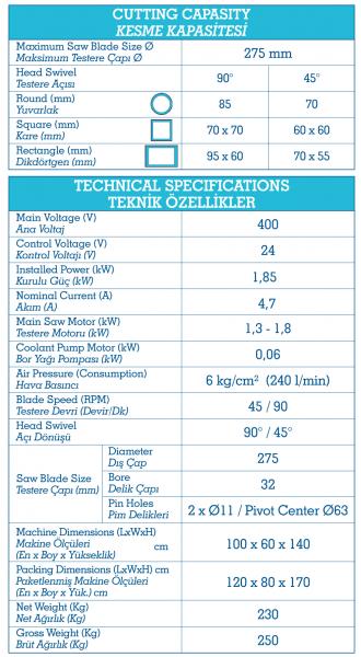 V275X Teknik Özellikler