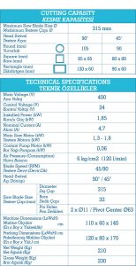 V315T Teknik Özellikler